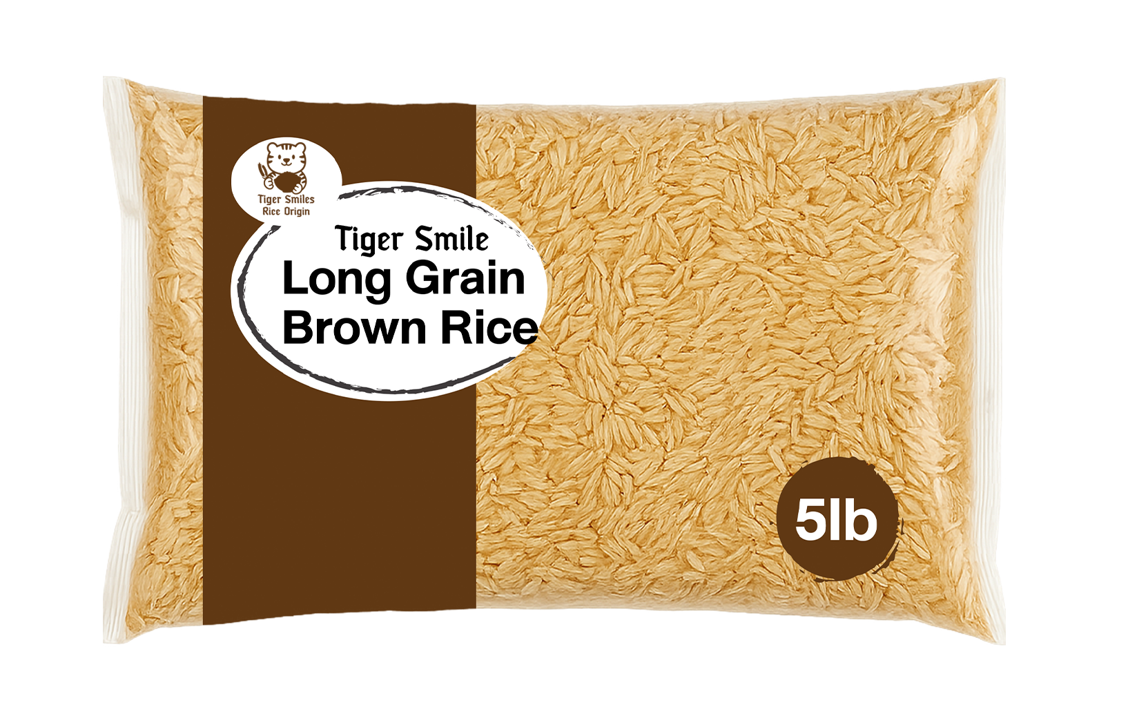 Tiger Smiles Long Grain Brown Rice 5lb x 8 bags/carton